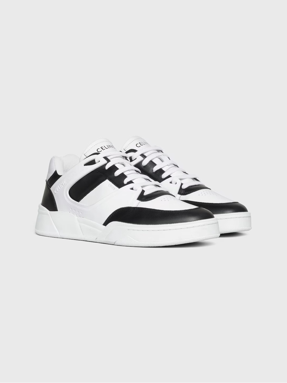 Celine Men's Black and White Low-Top Leather Sneakers